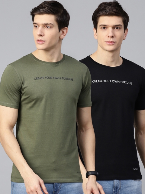 

Van Heusen Men Pack of 2 Solid T-Shirts, Olive