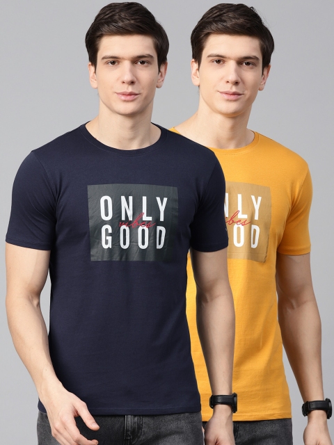 

Van Heusen Men Pack of 2 Printed T-Shirts, Navy blue