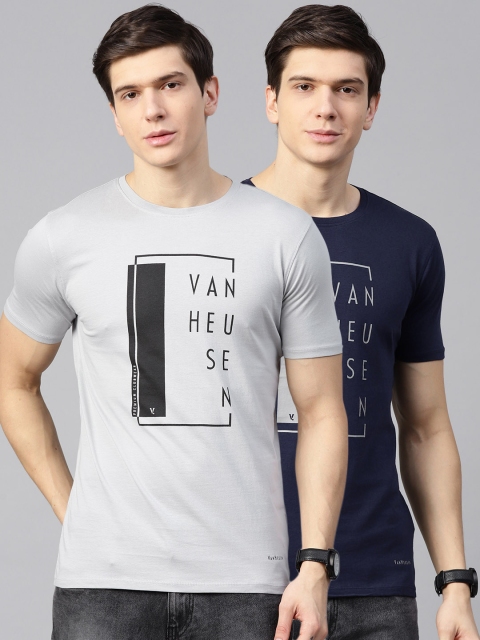 

Van Heusen Men Pack of 2 Printed T-Shirts, Grey