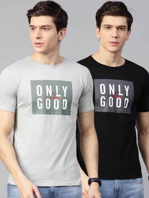 

Van Heusen Men Pack of 2 Printed T-Shirts, Grey