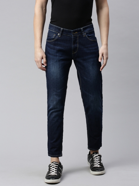 

SPYKAR Men Blue Kano Slim Tapered Fit Low-Rise Clean Look Stretchable Cropped Jeans