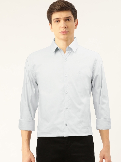 

United Colors of Benetton Men Blue Slim Fit Solid Semiformal Shirt