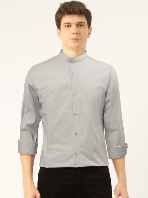 

United Colors of Benetton Men Grey Slim Fit Solid Smart Casual Shirt