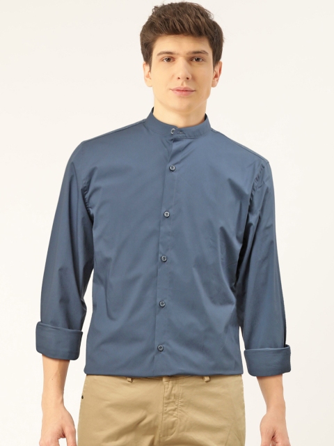 

United Colors of Benetton Men Navy Blue Slim Fit Solid Smart Casual Shirt