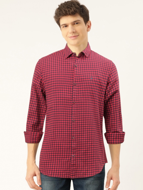 

United Colors of Benetton Men Red & Blue Slim Fit Checked Flannel Casual Shirt