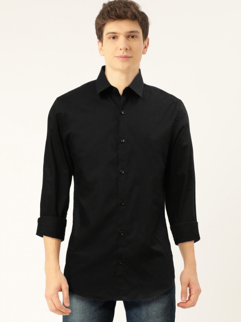 

United Colors of Benetton Men Black Slim Fit Solid Casual Shirt
