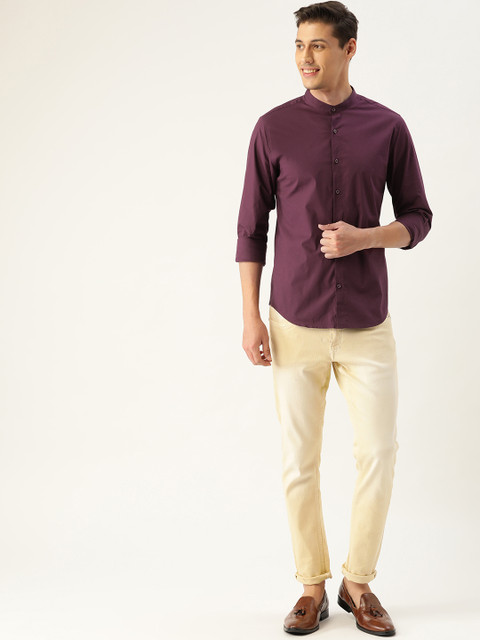 

United Colors of Benetton Men Wine-Coloured Slim Fit Solid Casual Shirt, Burgundy