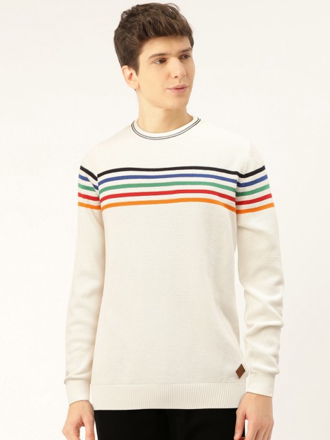 

United Colors of Benetton Men White Striped Detail Pullover