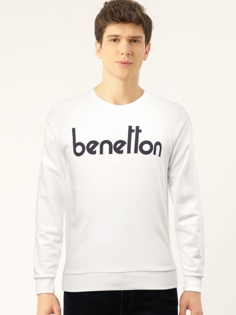 

United Colors of Benetton Men White & Black Printed Sweatshirt