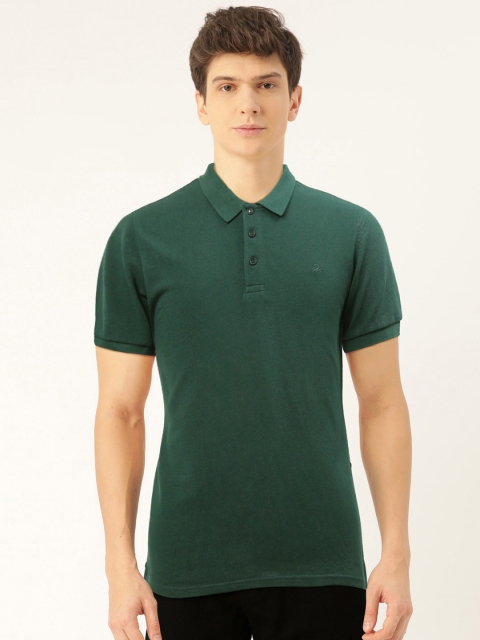 

United Colors of Benetton Men Green Solid Polo Collar T-shirt