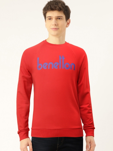 

United Colors of Benetton Men Red Printed Sweatshirt