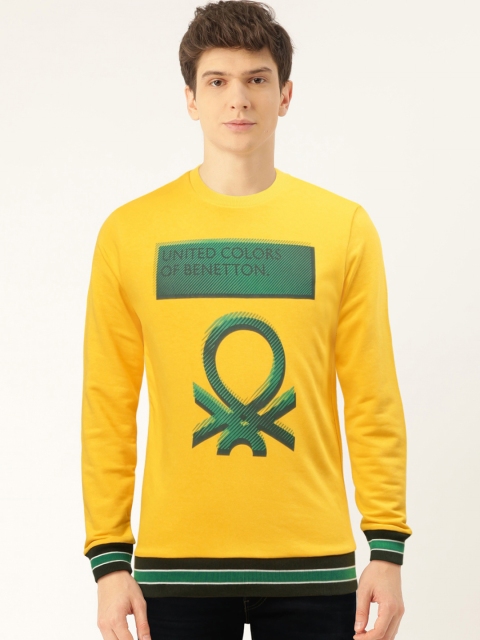 

United Colors of Benetton Men Yellow & Green Printed Sweatshirt