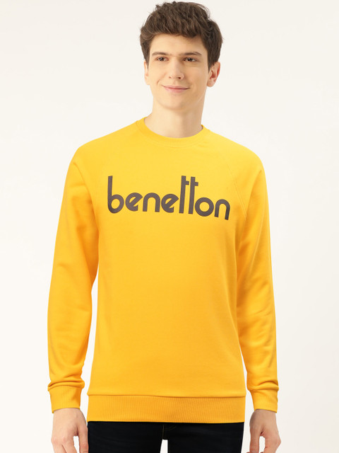 

United Colors of Benetton Men Yellow Printed Sweatshirt