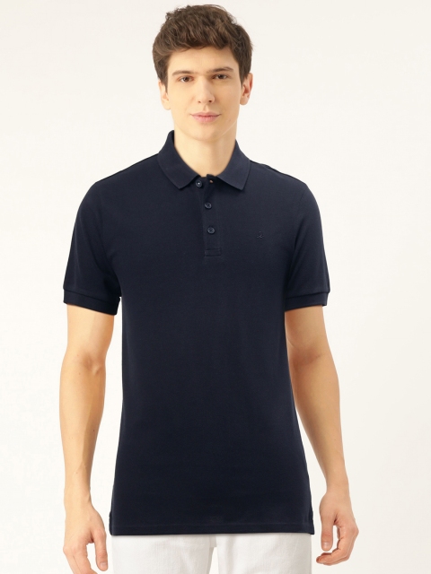 

United Colors of Benetton Men Navy Blue Solid Polo Collar T-shirt
