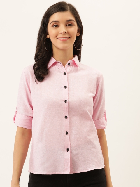 

Darzi Women Pink Regular Fit Solid Casual Shirt