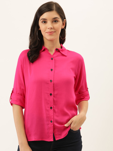 

Darzi Women Fuchsia Regular Fit Solid Formal Shirt