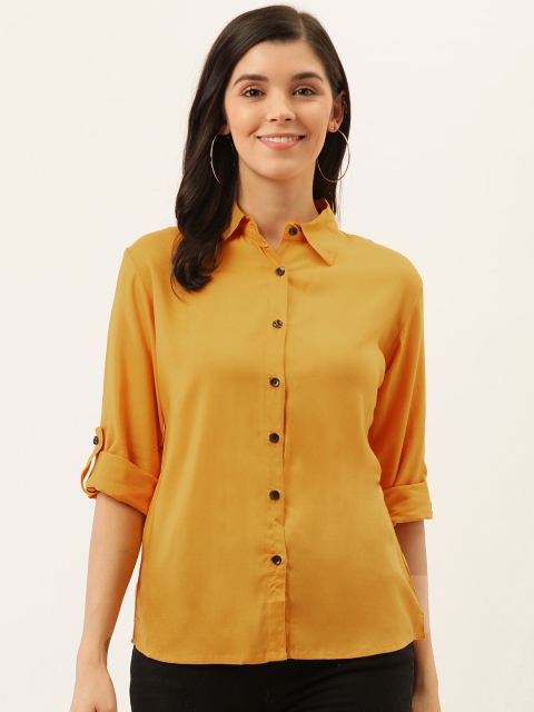 

Darzi Women Mustard Yellow Regular Fit Solid Casual Shirt