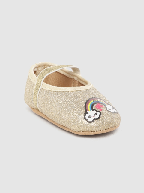 

toothless Girls Barbie Gold-Toned Embellished Booties With Rainbow Print Detail