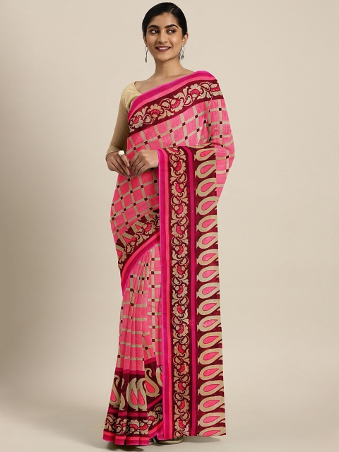 

KALINI Pink & Beige Pure Georgette Printed Saree