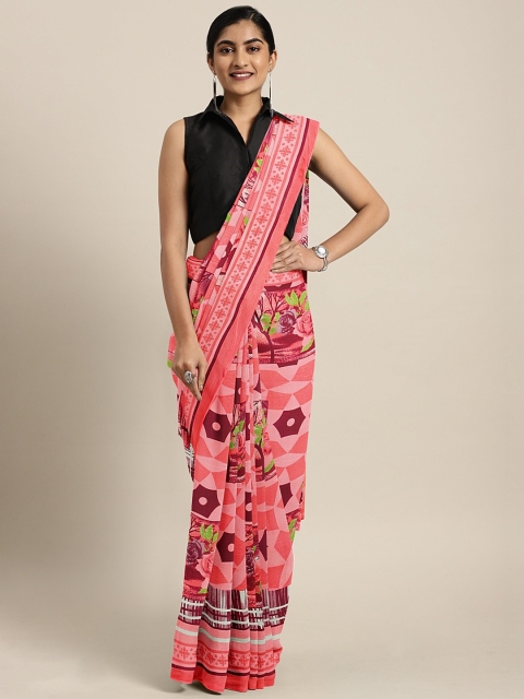 

KALINI Red Printed Pure Georgette Saree