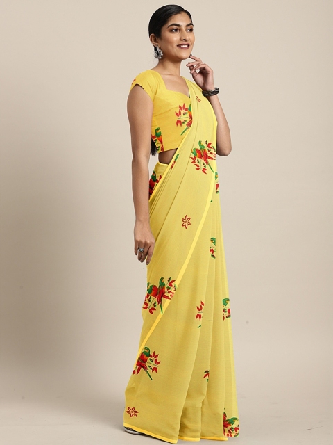

KALINI Yellow Printed Pure Georgette Saree