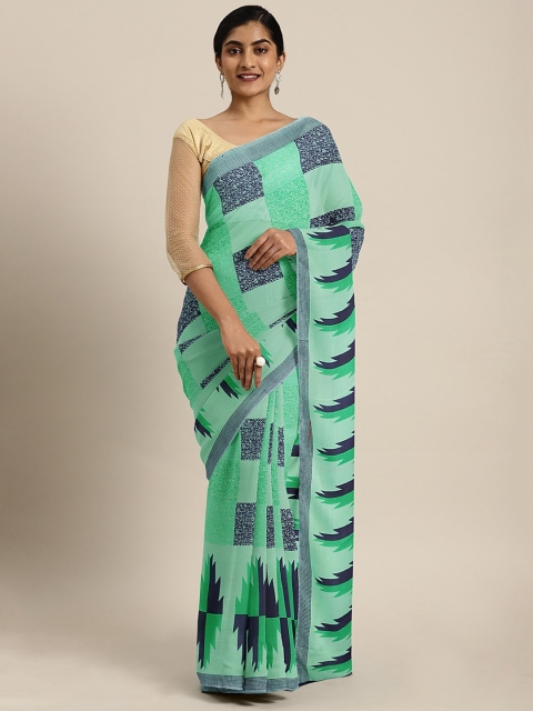 

KALINI Green & Blue Pure Georgette Printed Saree