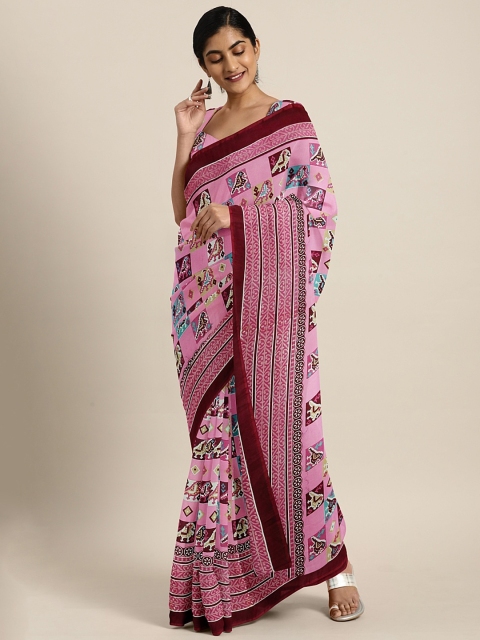 

KALINI Purple Ethnic Printed Pure Georgette Saree