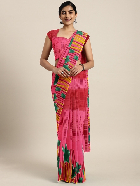 

KALINI Pink & Red Printed Pure Georgette Saree