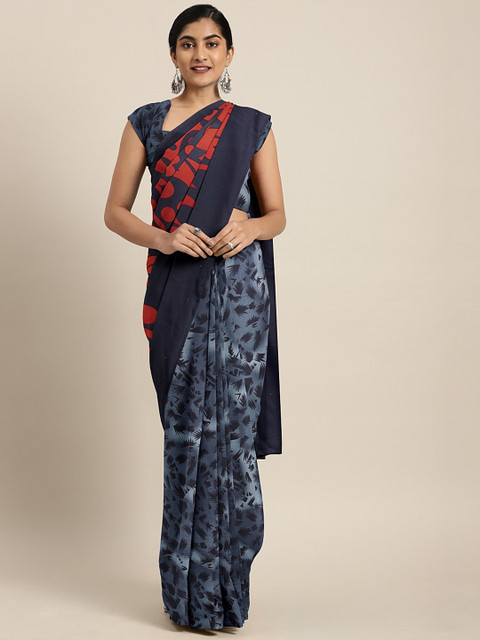 

KALINI Purple & Black Pure Georgette Printed Saree