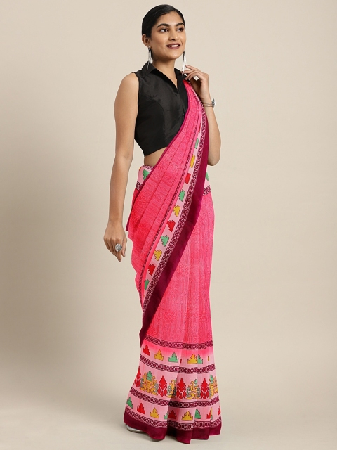 

KALINI Pink Printed Pure Georgette Saree