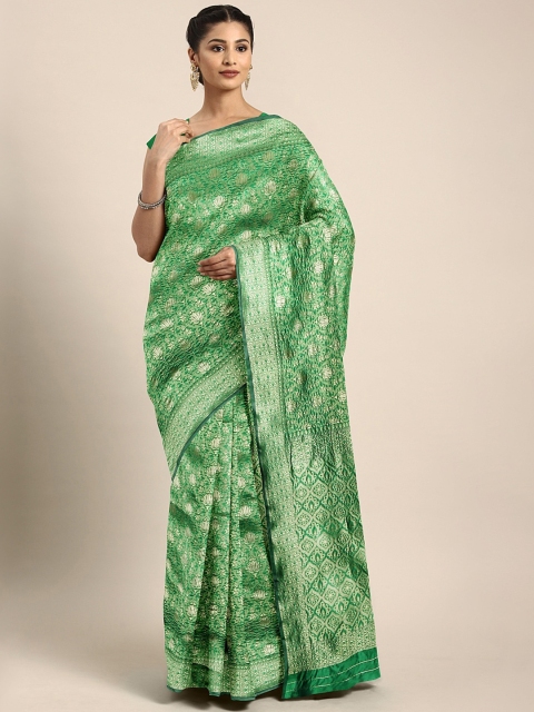 

KALINI Green Woven Design Silk Blend Saree