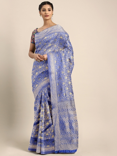 

KALINI Blue Woven Design Silk Blend Saree