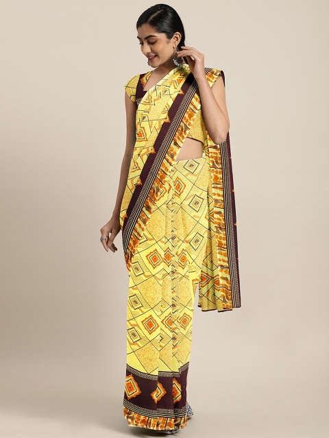 

KALINI Yellow Printed Pure Georgette Saree