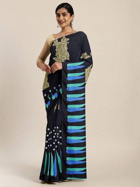 

KALINI Navy Blue Printed Pure Georgette Saree