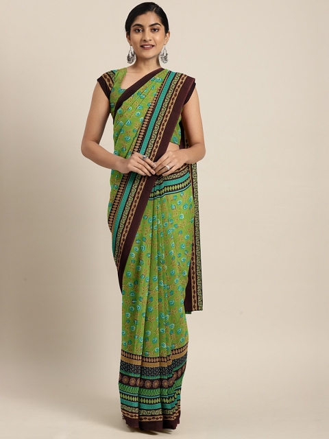 

KALINI Lime Green Printed Pure Georgette Saree