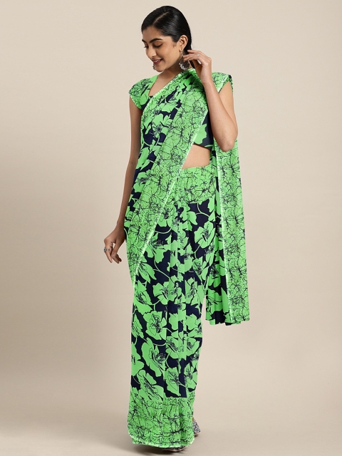 

KALINI Green & Navy Blue Pure Georgette Printed Saree