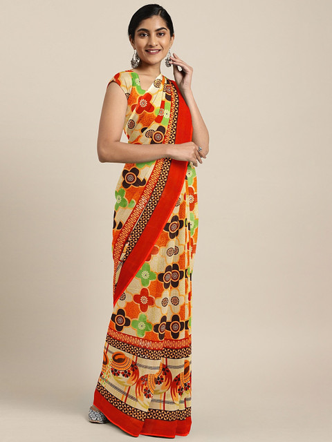 

KALINI Multicoloured Printed Pure Georgette Saree, Multi