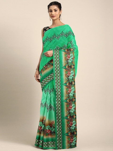 

KALINI Green & Black Pure Georgette Printed Saree