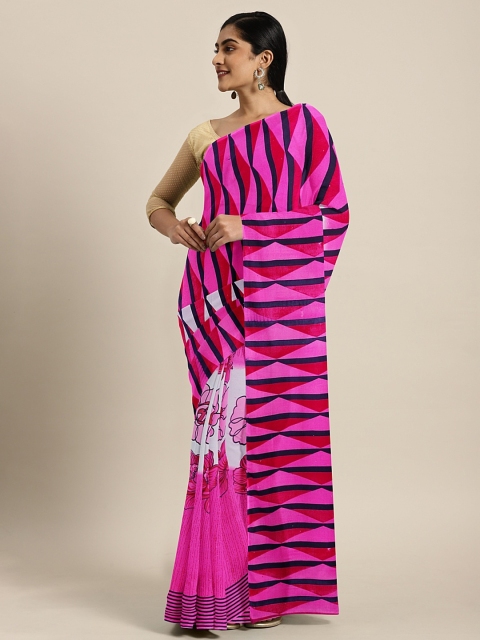 

KALINI Pink & Red Pure Georgette Printed Saree