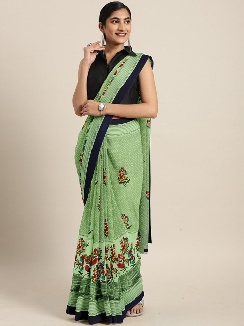 

KALINI Green & Red Pure Georgette Printed Saree