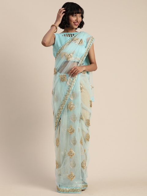 

KALINI Turquoise Blue Embellished Net Saree