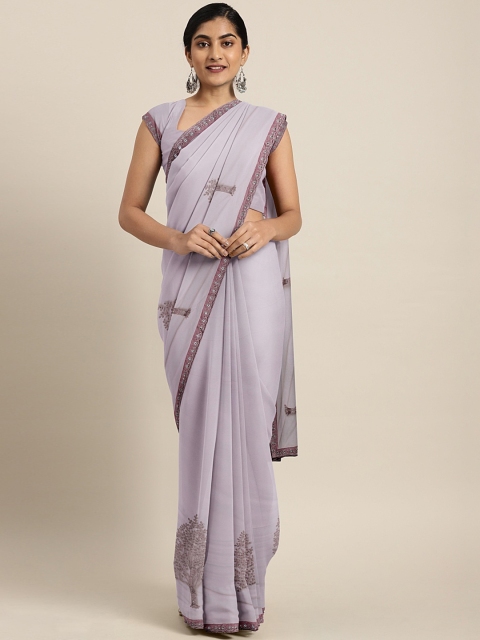 

KALINI Lavender Embellished Supernet Celebrity Saree