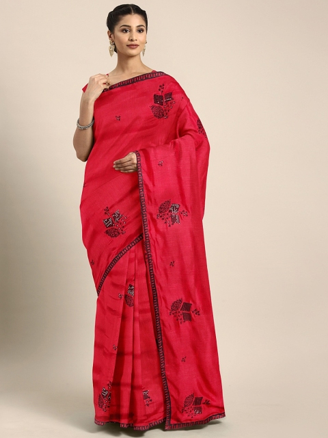 

KALINI Red Embroidered Silk Blend Celebrity Saree