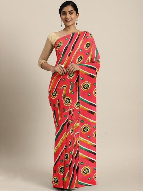 

KALINI Pink Pure Georgette Printed Bandhani Saree