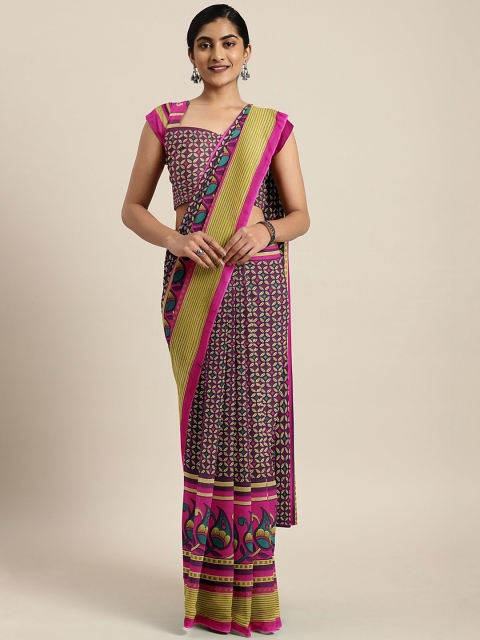 

KALINI Burgundy & Beige Poly Georgette Printed Saree