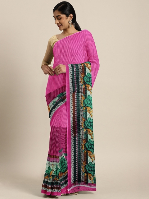 

KALINI Purple & Green Poly Georgette Printed Saree