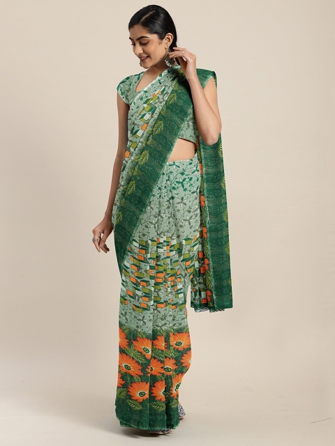 

KALINI Green Printed Pure Georgette Saree