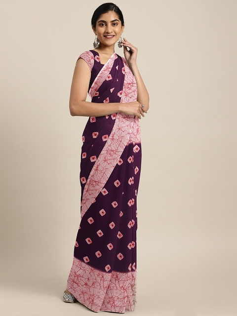

KALINI Purple & Pink Pure Georgette Dyed Bandhani Saree