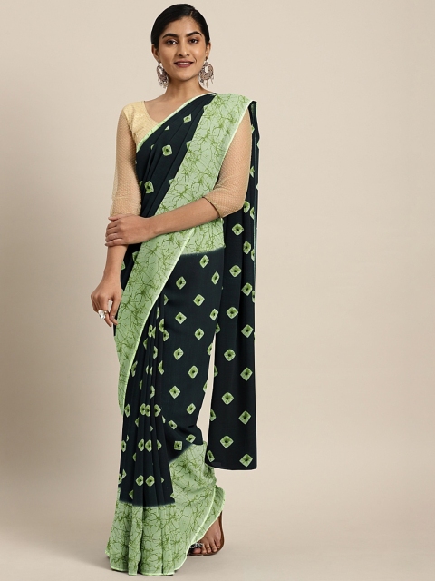 

KALINI Green Pure Georgette Printed Bandhani Celebrity Saree