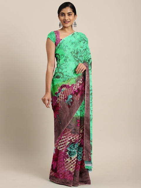 

KALINI Green & Purple Poly Georgette Printed Saree